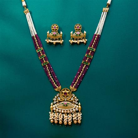 Kundan Pearl Pendant Set With Gold Plating