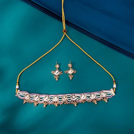 Kundan Choker Necklace With Rose Gold Plating