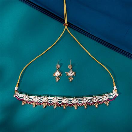 Kundan Choker Necklace With Rose Gold Plating
