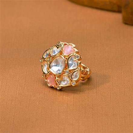 Kundan Adjustable Ring With Rose Gold Plating