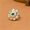 Kundan Adjustable Ring With Rose Gold Plating