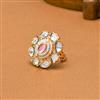 Kundan Adjustable Ring With Rose Gold Plating