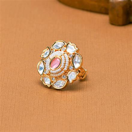 Kundan Adjustable Ring With Rose Gold Plating
