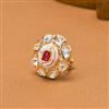 Kundan Adjustable Ring With Rose Gold Plating