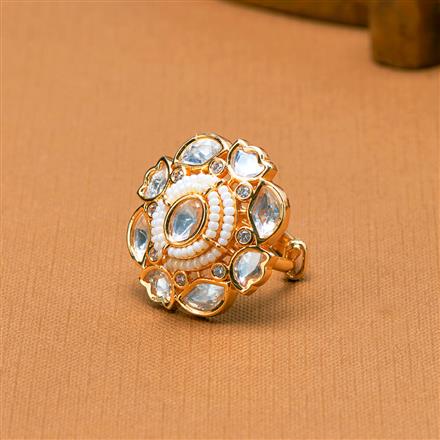 Kundan Adjustable Ring With Rose Gold Plating