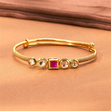 Kundan Adjustable Kada With Gold Plating