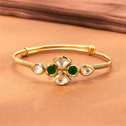 Kundan Adjustable Kada With Gold Plating