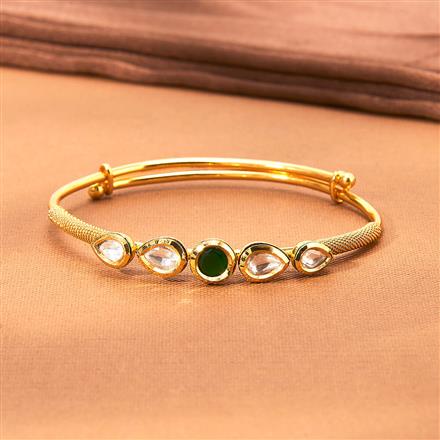 Kundan Adjustable Kada With Gold Plating