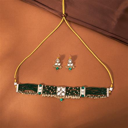 Kundan Classic Necklace Set With Rose Gold Plating