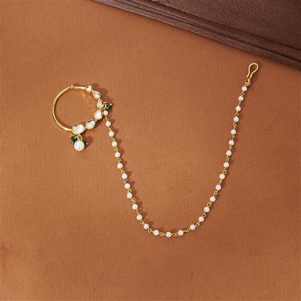 Kundan Pressing Nose Ring With Gold Plating