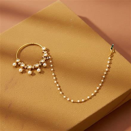Kundan Pressing Nose Ring With Gold Plating