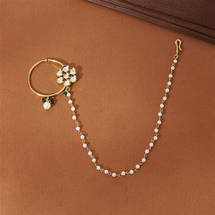 Kundan Pressing Nose Ring With Gold Plating