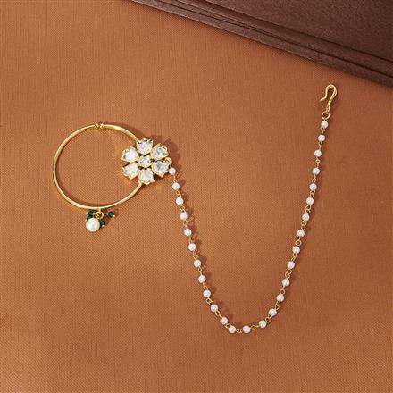 Kundan Pressing Nose Ring With Gold Plating