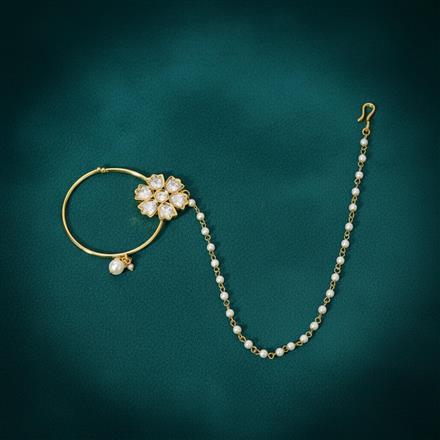 Kundan Pressing Nose Ring With Gold Plating