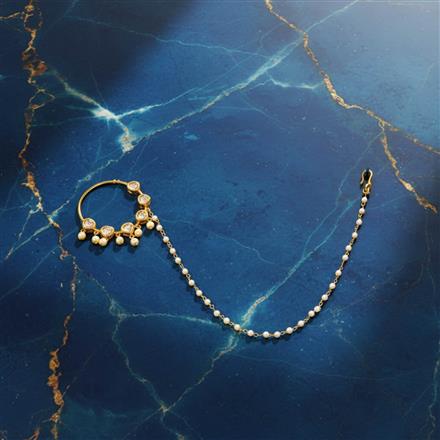 Kundan Pressing Nose Ring With Gold Plating