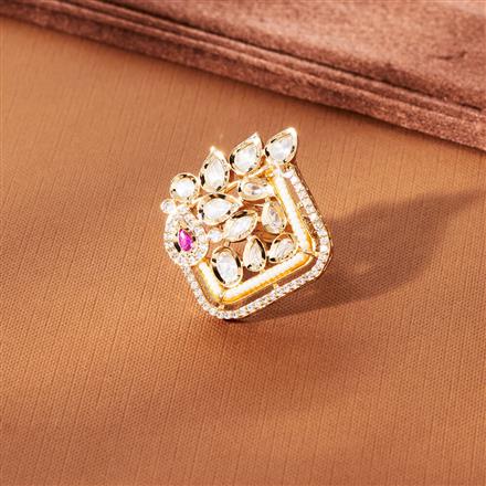 Kundan Adjustable Ring With Rose Gold Plating