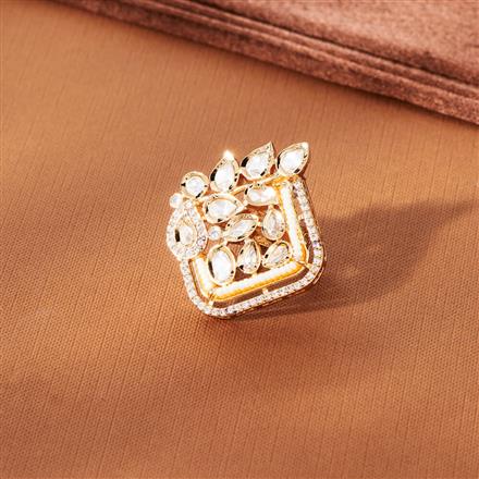 Kundan Adjustable Ring With Rose Gold Plating