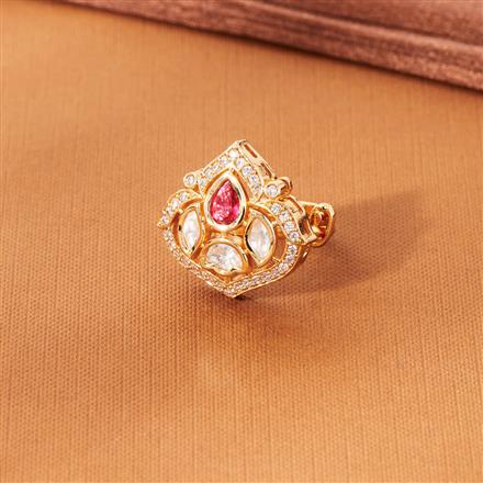 Kundan Adjustable Ring With Rose Gold Plating