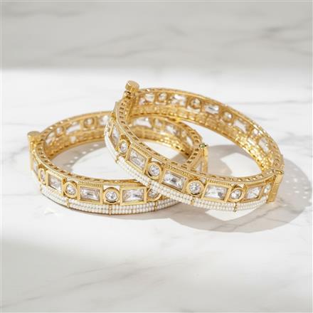 Kundan Openable Bangles With Rose Gold Plating