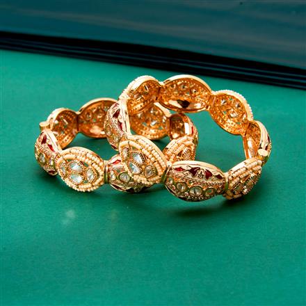 Kundan Meenakari Bangles With Rose Gold Plating