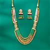 Kundan Long Necklace Set With Matte Gold Plating