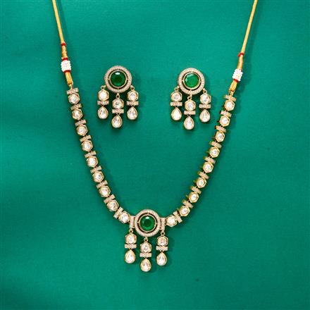Kundan Classic Necklace Set With Mehndi Plating
