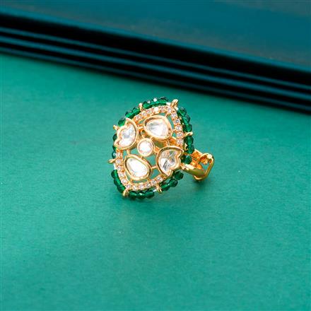 Kundan Adjustable Ring With Gold Plating
