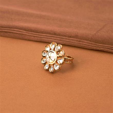 Kundan Adjustable Ring With Gold Plating