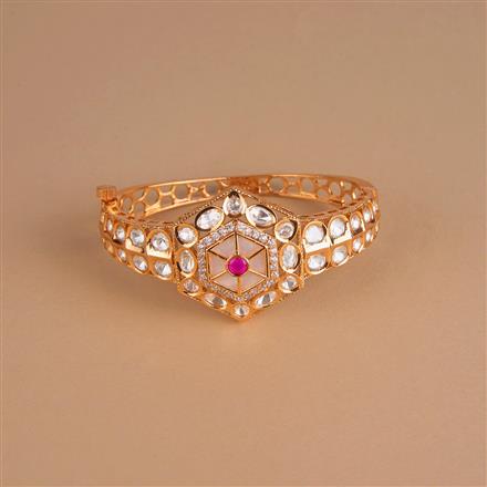 Kundan Mother Of Pearl Kada With Gold Plating