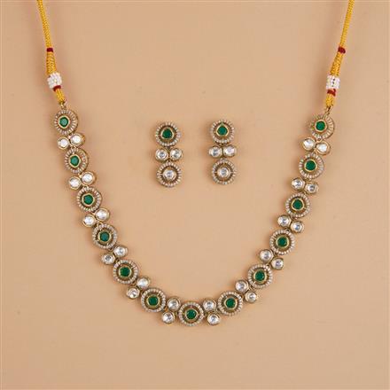 Kundan Classic Necklace Set With Mehndi Plating