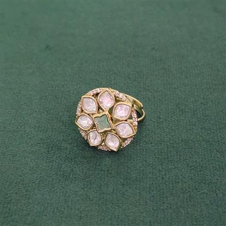 Kundan Adjustable Ring With Mehndi Plating