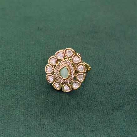 Kundan Adjustable Ring With Mehndi Plating