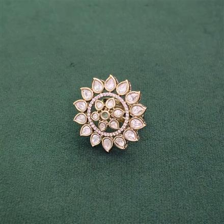Kundan Adjustable Ring With Mehndi Plating