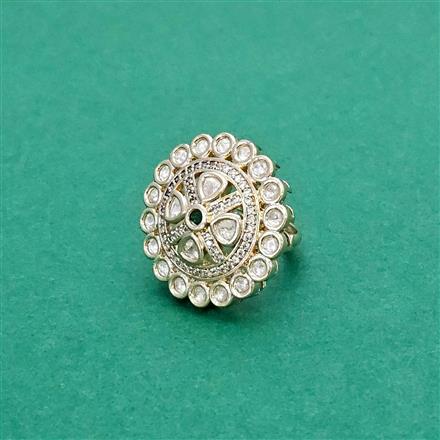 Kundan Adjustable Ring With Gold Plating