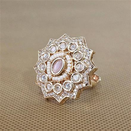 Kundan Adjustable Ring With Gold Plating