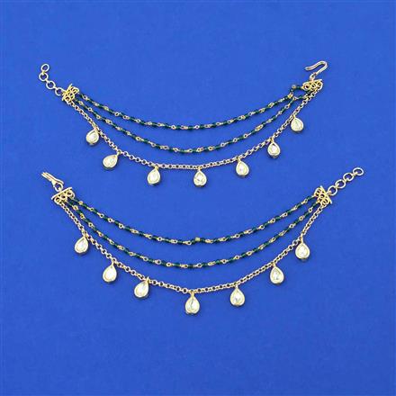 Kundan Pearl Ear Chain With Carat Gold Plating