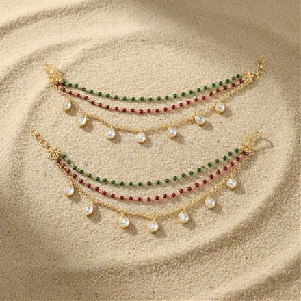 Kundan Pearl Ear Chain With Carat Gold Plating
