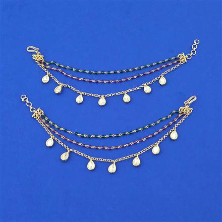 Kundan Pearl Ear Chain With Carat Gold Plating