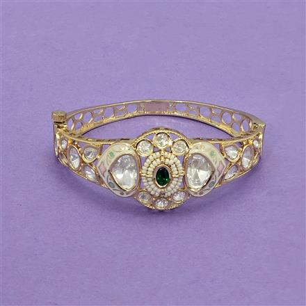 Kundan Openable Kada With Gold Plating