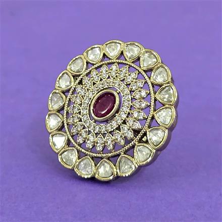 Kundan Adjustable Ring With Mehndi Plating