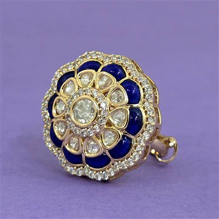 Kundan Adjustable Ring With Gold Plating