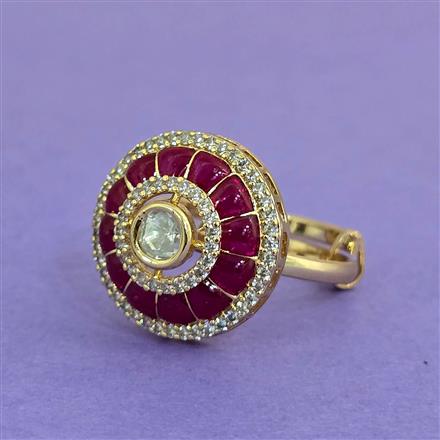Kundan Adjustable Ring With Gold Plating