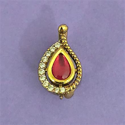 Kundan Pressing Nose Ring With Mehndi Plating
