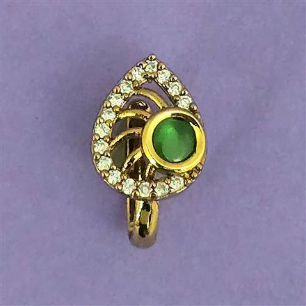 Kundan Pressing Nose Ring With Mehndi Plating