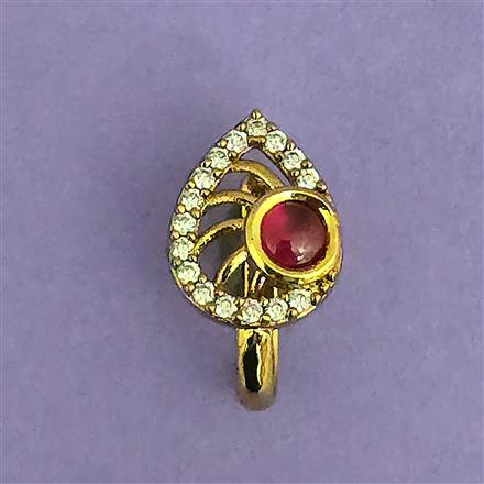 Kundan Pressing Nose Ring With Mehndi Plating