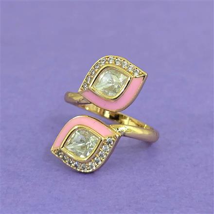 Kundan Adjustable Ring With Carat Plating