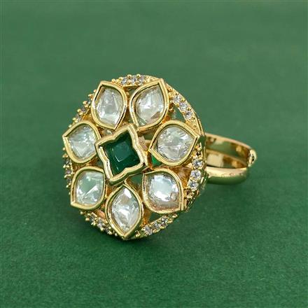 Kundan Adjustable Ring With Gold Plating
