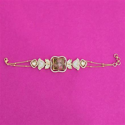 Kundan Adjustable Bracelet With Carat Plating