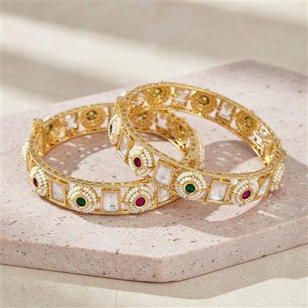 Kundan Openable Bangles With Carat Plating