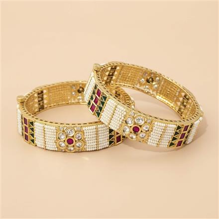Kundan Openable Bangles With Gold Plating